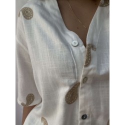 Chemise blanche à motif camel