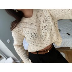 Pull crochet beige